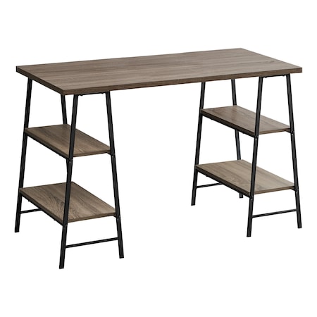 Monarch Specialties Computer Desk, Home Office, Laptop, Storage Shelves, 48"L, Work, Metal, Laminate, Brown, Black I 7523